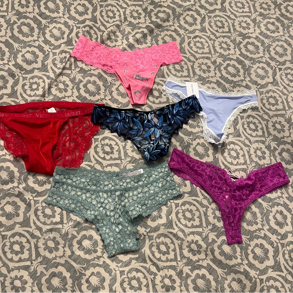 BUNDLE 6 panties - Victorias Secret underwear Size S thongs cheeky